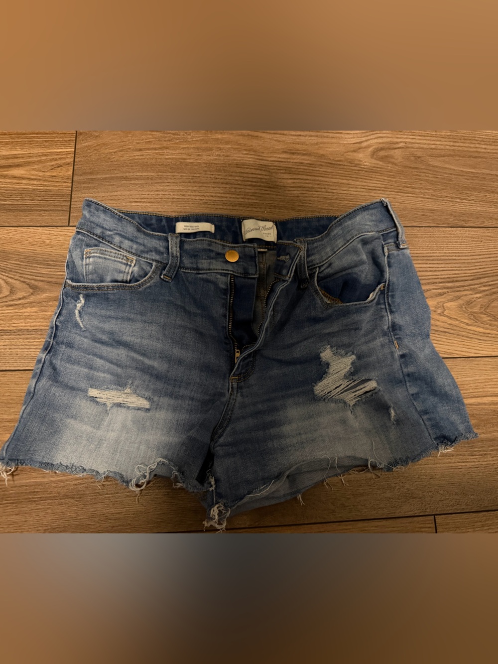 2 pairs: Light Blue and Dark Blue Distressed Denim Women's Shorts - Picture 5 of 7